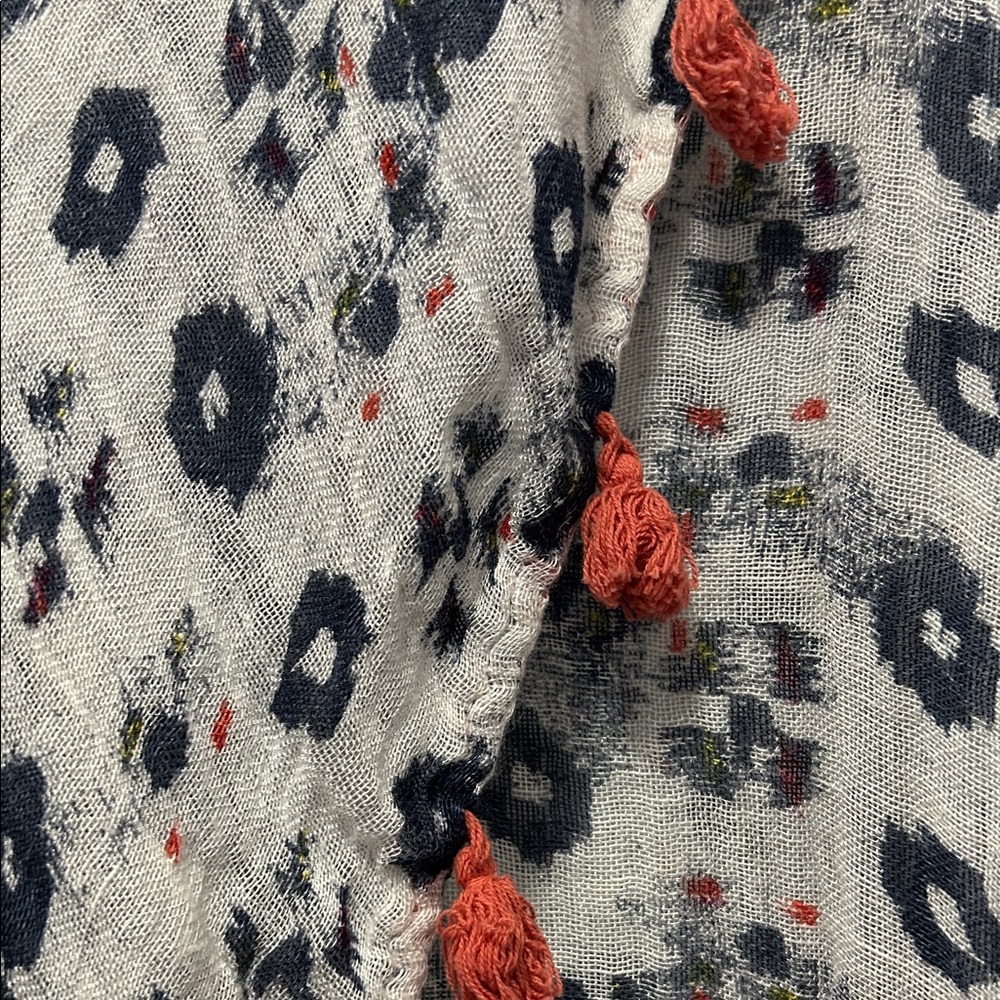 Caslon Scarf Wrap Blue/White Colorful Tassels Beach Resort Festival - Picture 6 of 11